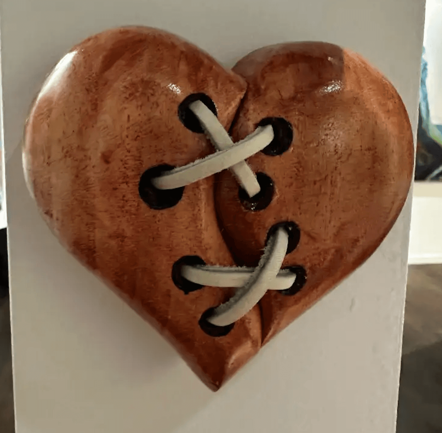 Stitched Red Maple Heart Carving